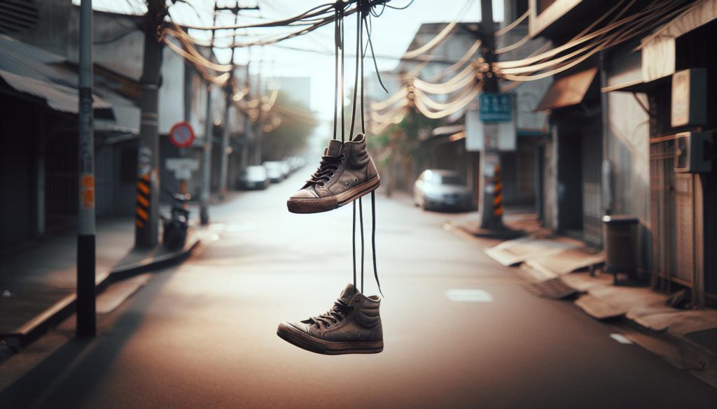 Que signifie les chaussures sur un fil électrique ? Mystère