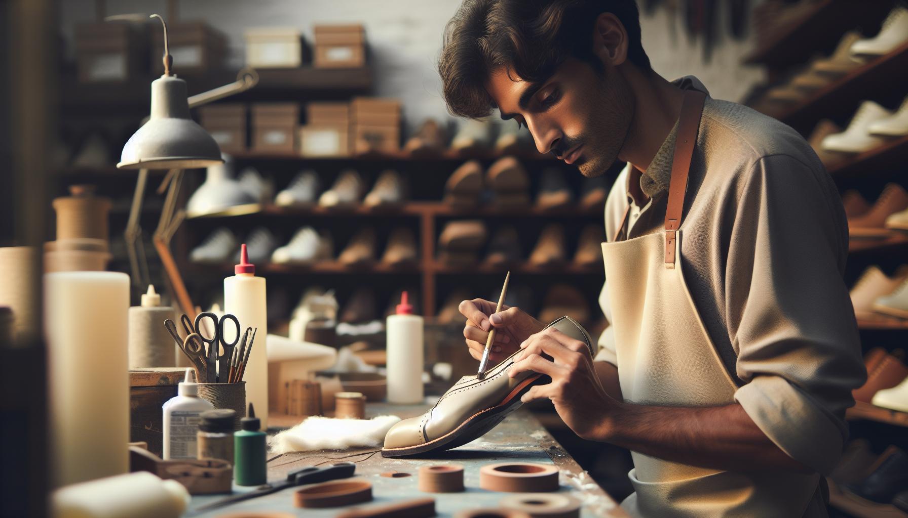 Mode d'emploi : Application de la colle sur des semelles