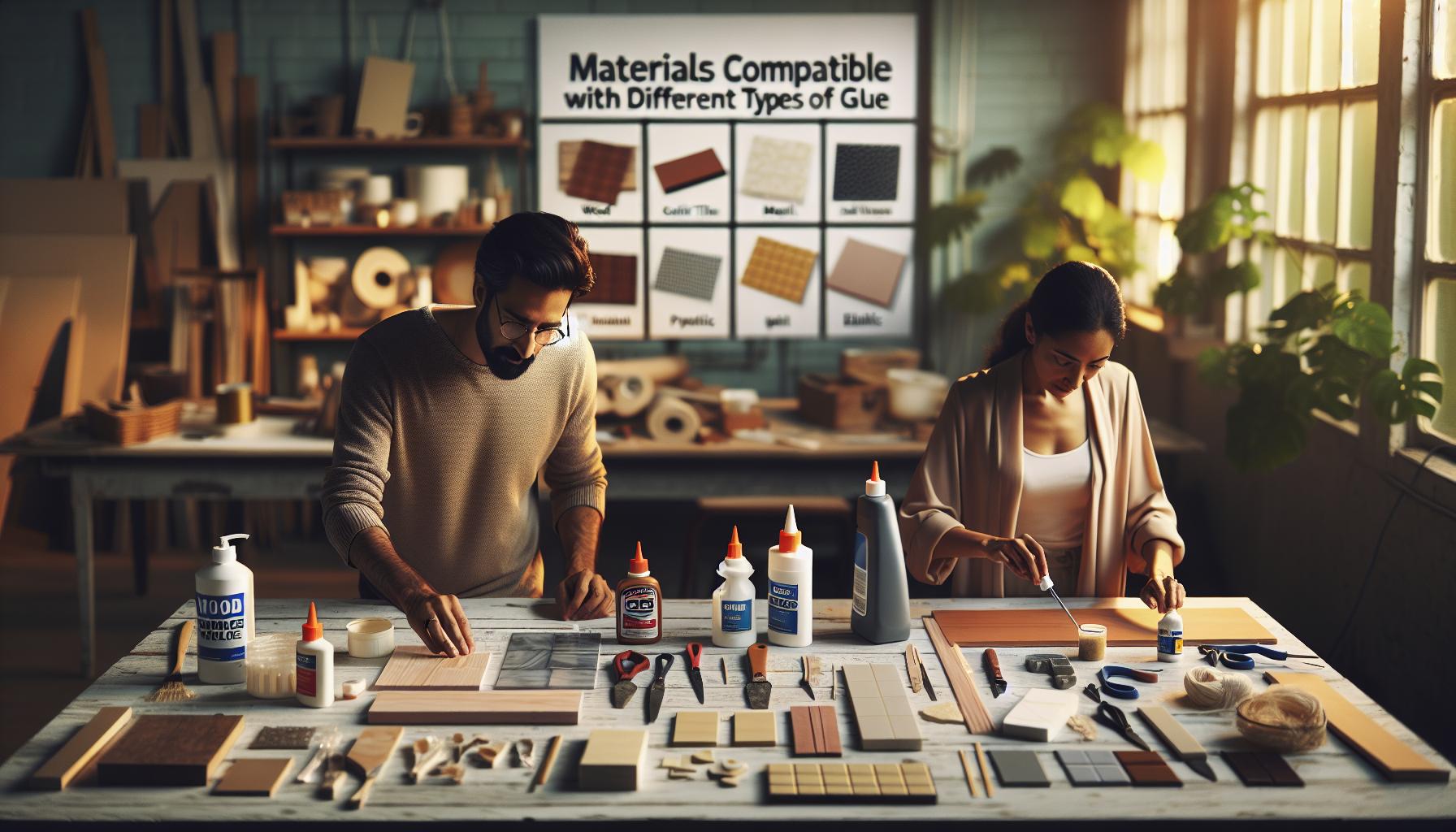 Les matériaux compatibles avec chaque type de colle